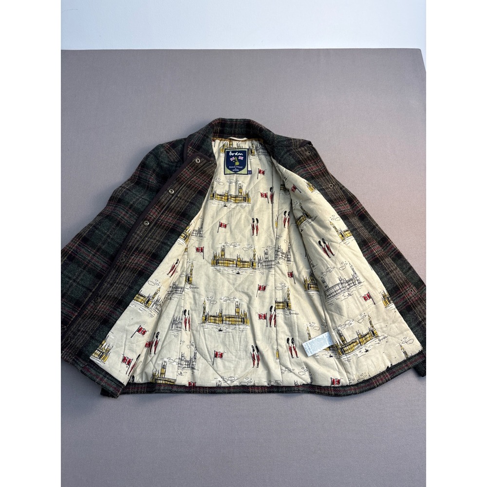 Boden British Tweed by Moon Wool Plaid Jacket Green Brown US 4 WE351 - Picture 8 of 8